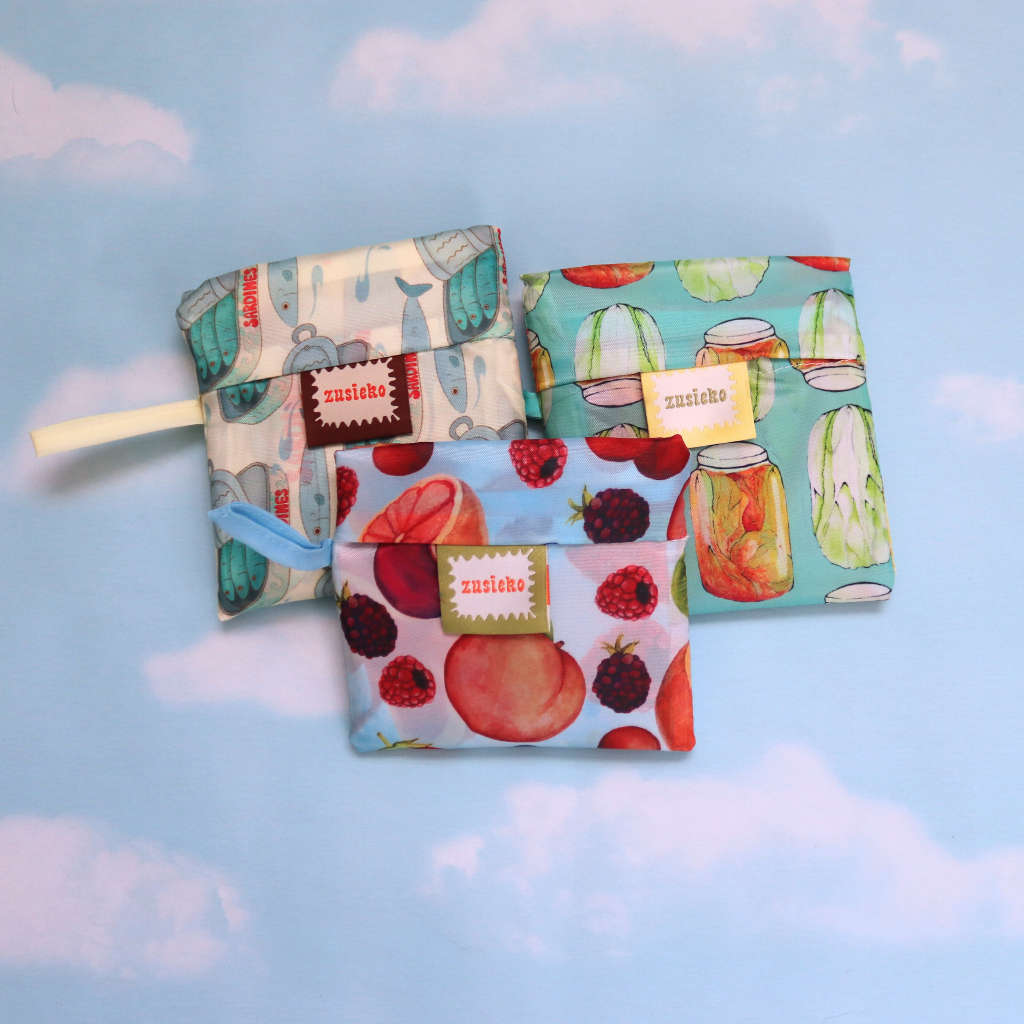 Reusable Bag Bundle - Fruit, Sardine, Kimchi Variety Pack